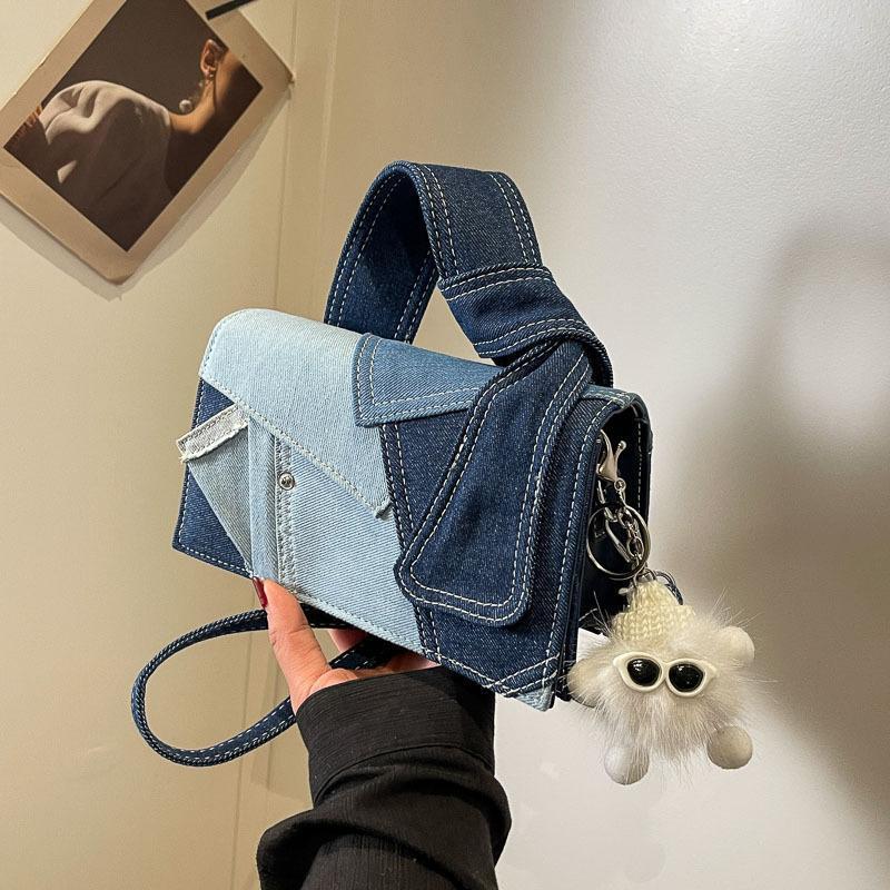 Women Trendy Mini Purse Cute Puni Bags For Women Denim Top Handle Clutch Handbag Best Gift Fashionable denim patchwrses Miork crossbody bag for women