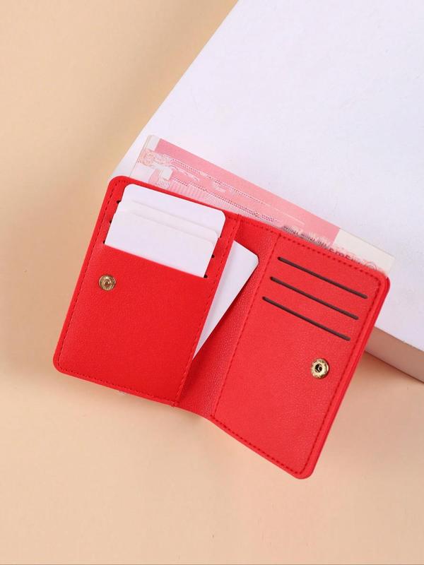 Men's Pu Leather Snap Button Short Wallet, Portable Multi Card Slots Bifold Card Holder, Cash Bank Card Id Credit Card Storage, for Men and Women