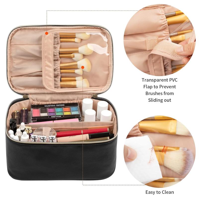 Makeup Bag Portable Cosmetic Bag Summer Spring Large Capacity Travel Makeup Case Organizer Black For Women Toiletry Bag for Girls Traveling With Handle and Divider Spring Versatile Storage Bag, Trending Products