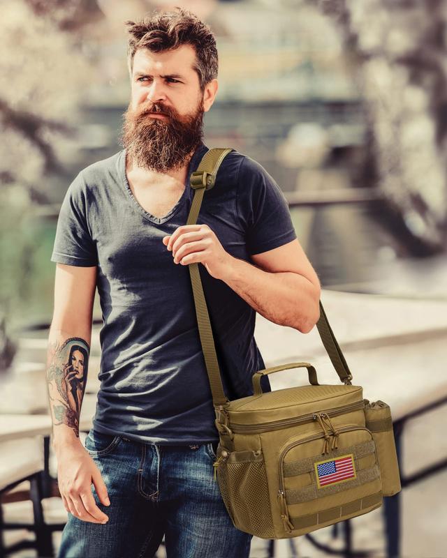 Tactical Lunch Box for Men, 12L 20L 25L MOLLE Lunch Bag Adult Insulated lunchbox, Large Durable Leakproof Cooler, for Work Camping Fishing