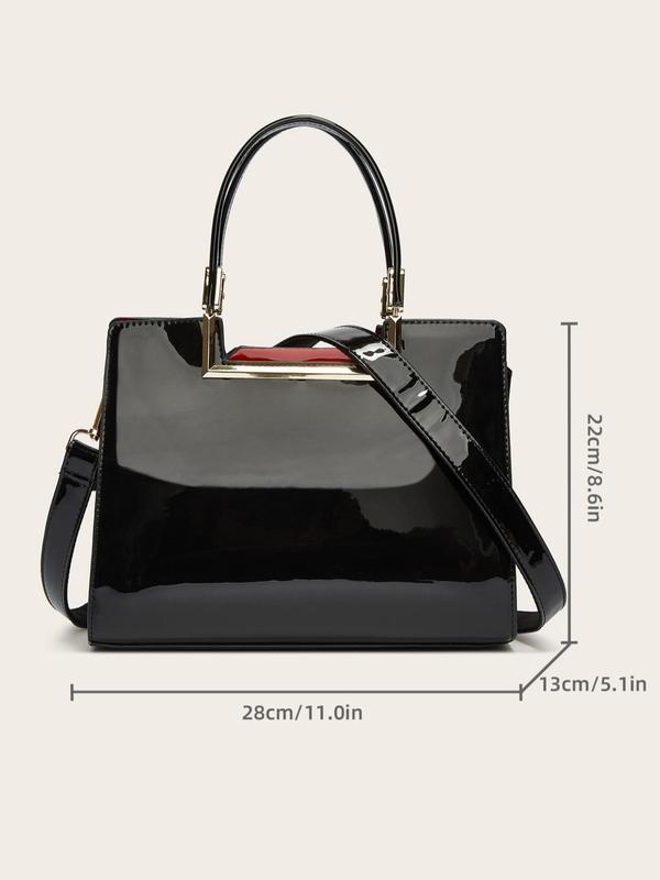 Women's Solid Color Pu Leather Tote Bag, Large Capacity Zipper Shoulder Bag for Work & Daily Used, Fashion All-match Handbag  As Birthday Gift