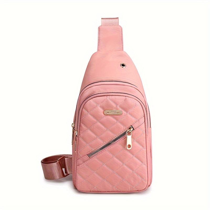 Crossbody Sling Bag Stylish Embroidered Thread Diamond Check Single Shoulder Crossbody Bag Large Capacity Waterproof Backpack With Data Hole