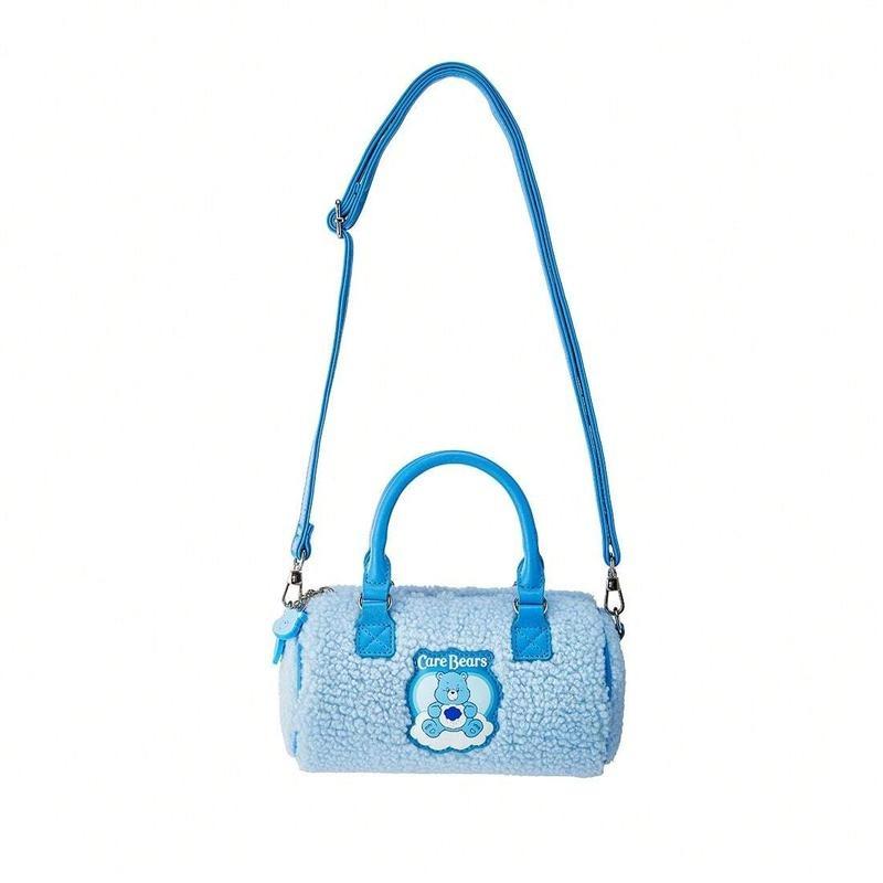 [Holiday Special]MINISO Care Bears Boston Bag - Crossbody Handbag for Women, Shoulder Bag, New Style, Blue Pink, Powder Park Series,Birthday gifts, Halloween gifts,School gifts,Gifts for children