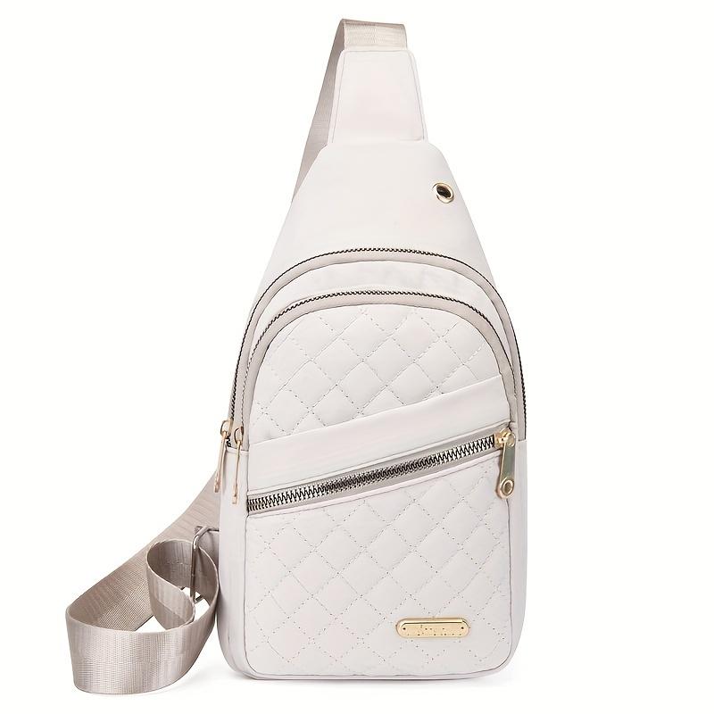 Crossbody Sling Bag Stylish Embroidered Thread Diamond Check Single Shoulder Crossbody Bag Large Capacity Waterproof Backpack With Data Hole