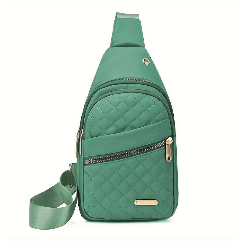 Crossbody Sling Bag Stylish Embroidered Thread Diamond Check Single Shoulder Crossbody Bag Large Capacity Waterproof Backpack With Data Hole