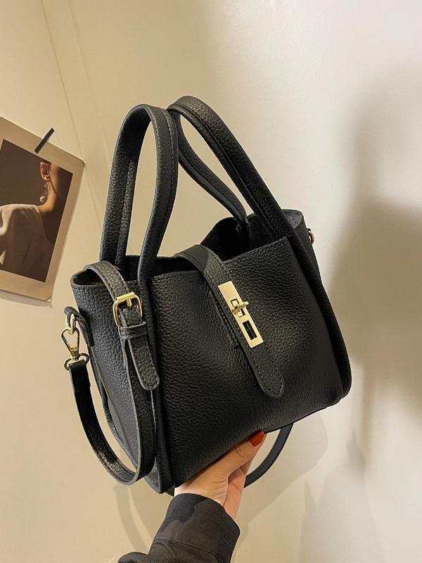 Women's Solid Color Handbag, Fashionable PU Leather Crossbody Bag for Daily Commute, Casual Trendy Versatile High-quality Daily Commuting Bag