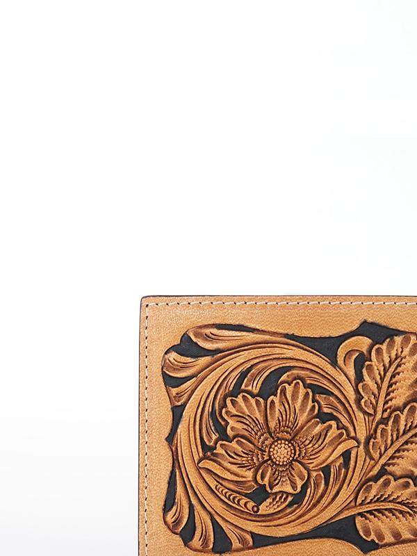 Men's Floral Embossed Leather Short Wallet, Casual Business Bifold Wallet for Men, Simple Style Card Holder for Daily Use