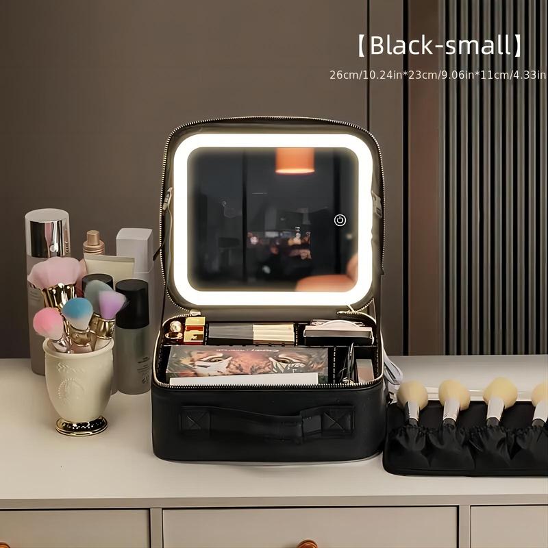 Makeup Bag with Mirror, Makeup Bag with Light, Makeup Case Full Screen Mirror for Christmas Gift, Portable Travel Makeup Storage Bag Storage Box, Ideal Holiday Gifts for Family and Friends,makeup Accessories, Cosmetics, Makeup Essentials