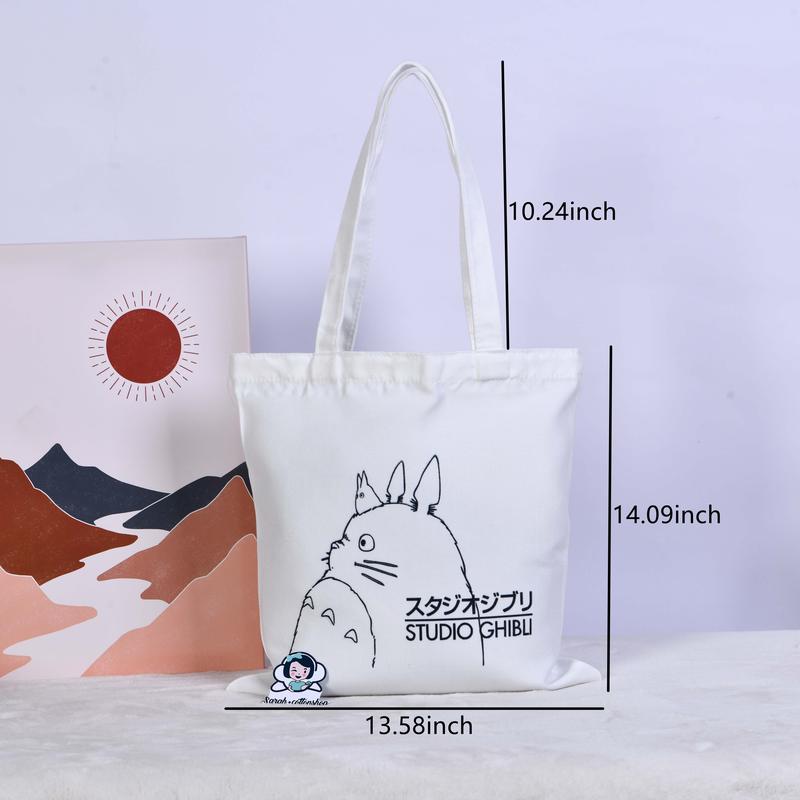 Anime Faceless Man Totoro Canvas Tote Bag, Shopping Bag Handmade, Christmas Gift