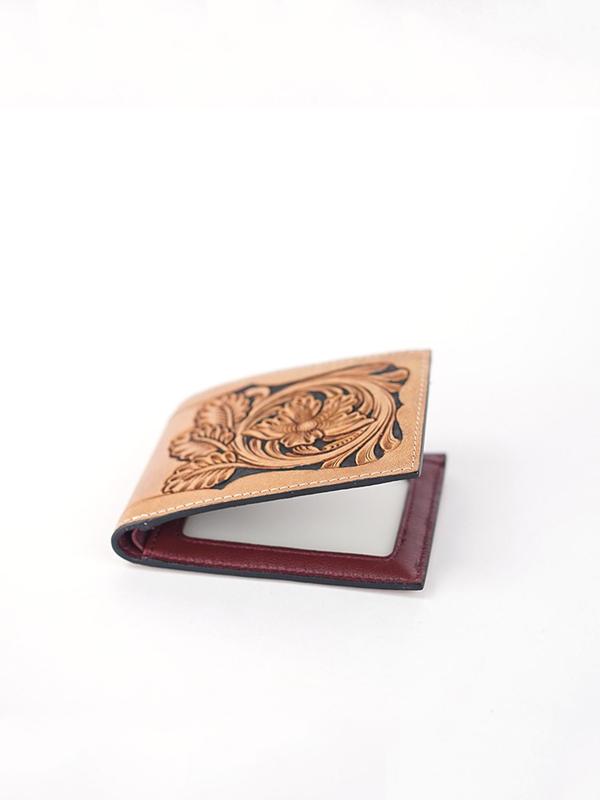 Men's Floral Embossed Leather Short Wallet, Casual Business Bifold Wallet for Men, Simple Style Card Holder for Daily Use