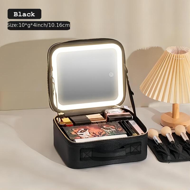 Makeup Bag with Mirror, Makeup Bag with Light, Makeup Case Full Screen Mirror for Christmas Gift, Portable Travel Makeup Storage Bag Storage Box, Ideal Holiday Gifts for Family and Friends,makeup Accessories, Cosmetics, Makeup Essentials