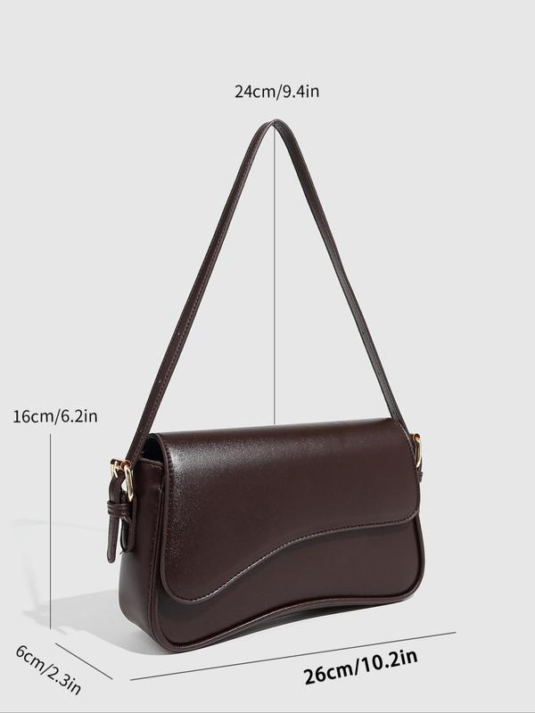 Women's Solid Color PU Leather Y2K Saddle Bag, Fashionable Shoulder Bag for Daily Used, Casual Trendy Versatile High-quality Daily Commuting Bag