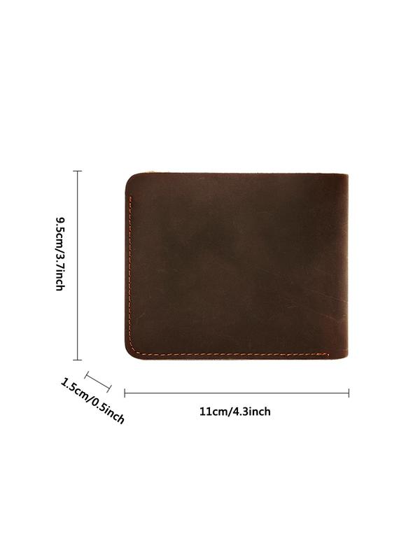 Men's Classic Business Style Plain Texture Cowhide Wallet, Vintage Style Portable Casual Wallet for Work Office & Daily Used