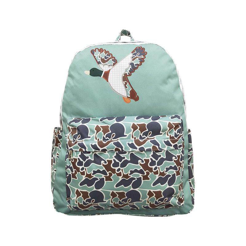 BA0259-hunting mallard ducks green plaid backpack