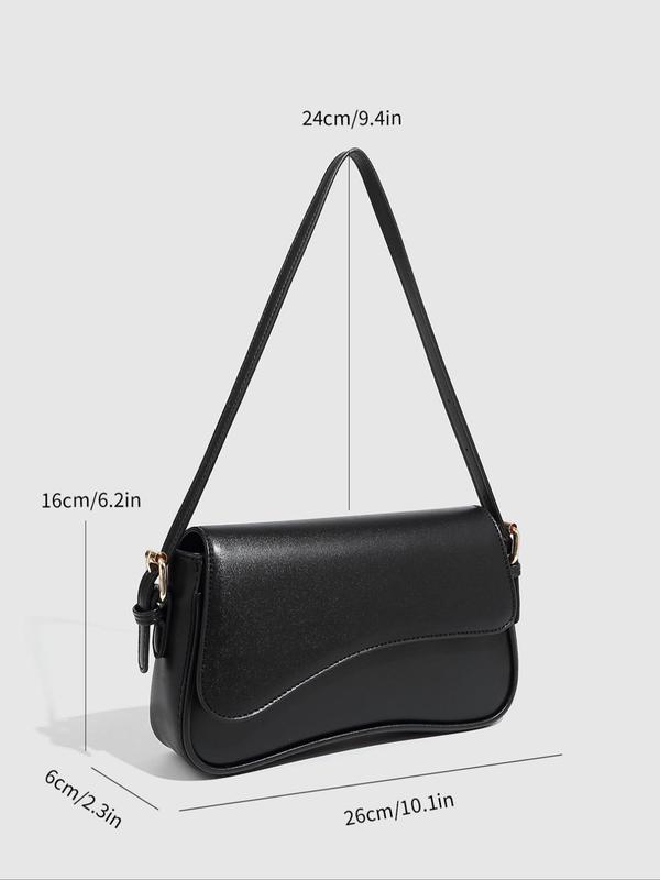 Women's Solid Color PU Leather Y2K Saddle Bag, Fashionable Shoulder Bag for Daily Used, Casual Trendy Versatile High-quality Daily Commuting Bag