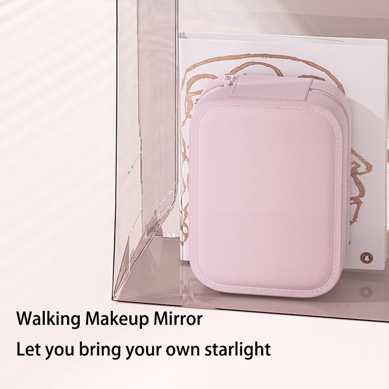 Portable Cosmetic Storage Box with LED Light, Large Capacity Cosmetic Storage Box, Travel Makeup Bag with Mirror, Beauty & Personal Care Travel Cosmetic Organizer