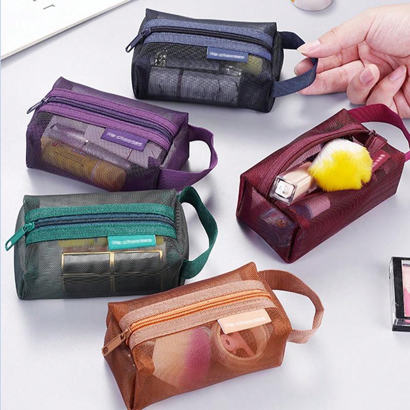 1pc Small Carry-On Bag, Makeup Bag, Digital Bag, Mesh Outer Layer Can Hultiple Carr-On Small Items Multicolor Power Bank Travel Travel Bag Portable Charger Charger Case School College Back To School Headphone Case Cable Bag Electronic Bag