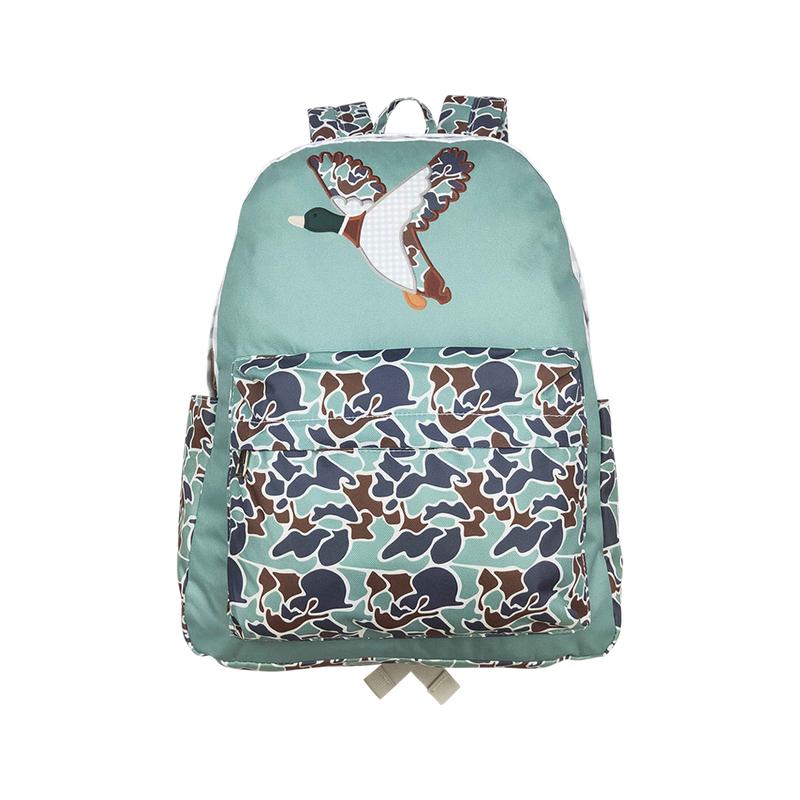 BA0259-hunting mallard ducks green plaid backpack