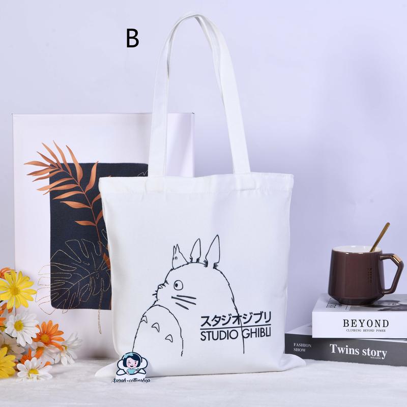 Anime Faceless Man Totoro Canvas Tote Bag, Shopping Bag Handmade, Christmas Gift