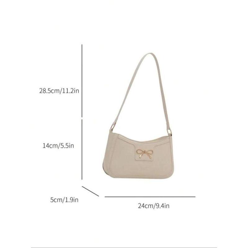 Women's Bowknot Decorated Shoulder Bag, Fashionable Solid Color Shoulder Bag for Daily Used, Casual Trendy Versatile High-quality Daily Commuting Bag