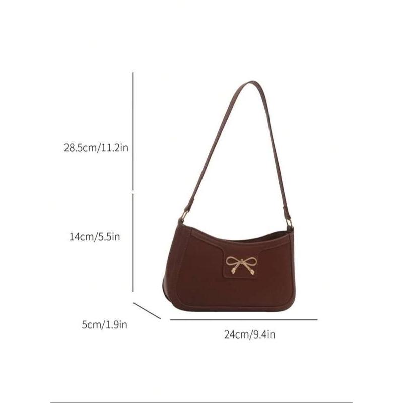 Women's Bowknot Decorated Shoulder Bag, Fashionable Solid Color Shoulder Bag for Daily Used, Casual Trendy Versatile High-quality Daily Commuting Bag