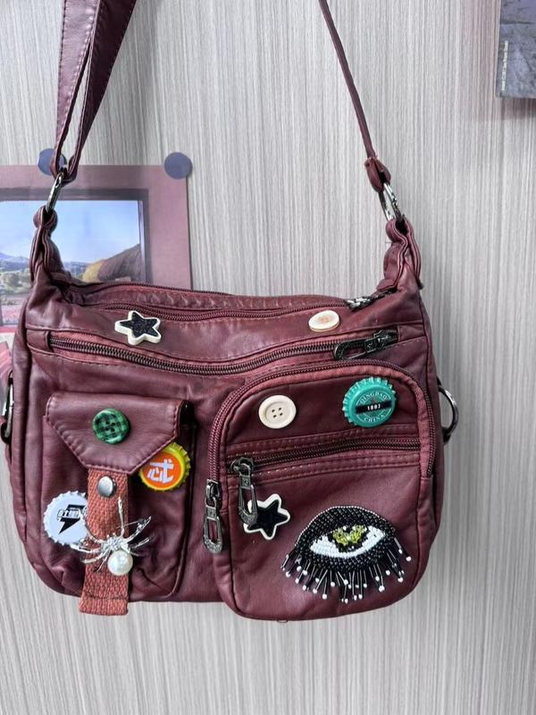 Unisex Evil Eye Super Cute Retro Button Bottle Cap Vintage Messenger Bag Star Bag Crossbody Bag