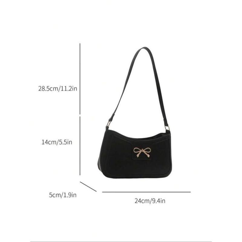 Women's Bowknot Decorated Shoulder Bag, Fashionable Solid Color Shoulder Bag for Daily Used, Casual Trendy Versatile High-quality Daily Commuting Bag