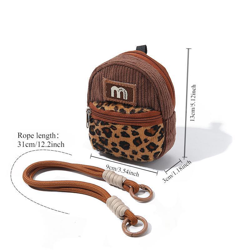 Leopard Pattern Coin Purse with Lanyard, 1 Count Creative Lightweight Coin Purse, Portable Multi-functional Headphone Storage Bag