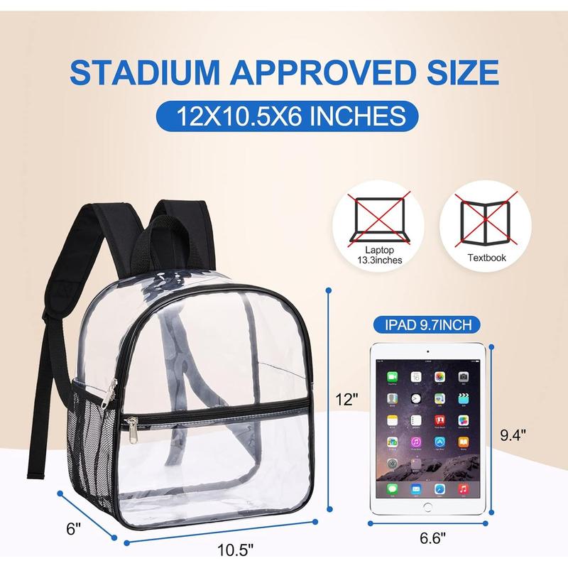 Clear Backpack for Stadium Approved 12*6*12, Water proof Clear Bag for Stadium Events and Concert Work Sport Event