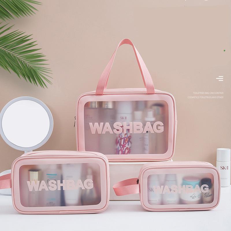 Portable Translucent Travel Toiletry Bag, Matte Waterproof Travel Cosmetic Bag, Wet & Dry Uses Zipper Makeup Organizer Pouch, Great for Skincare, Cosmetic Products