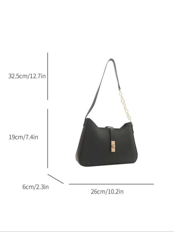 Women's Elegant Solid Color Shoulder Bag, Fashionable Chain Strap Crossbody Bag for Daily Used, Casual Trendy Versatile High-quality Daily Commuting Bag