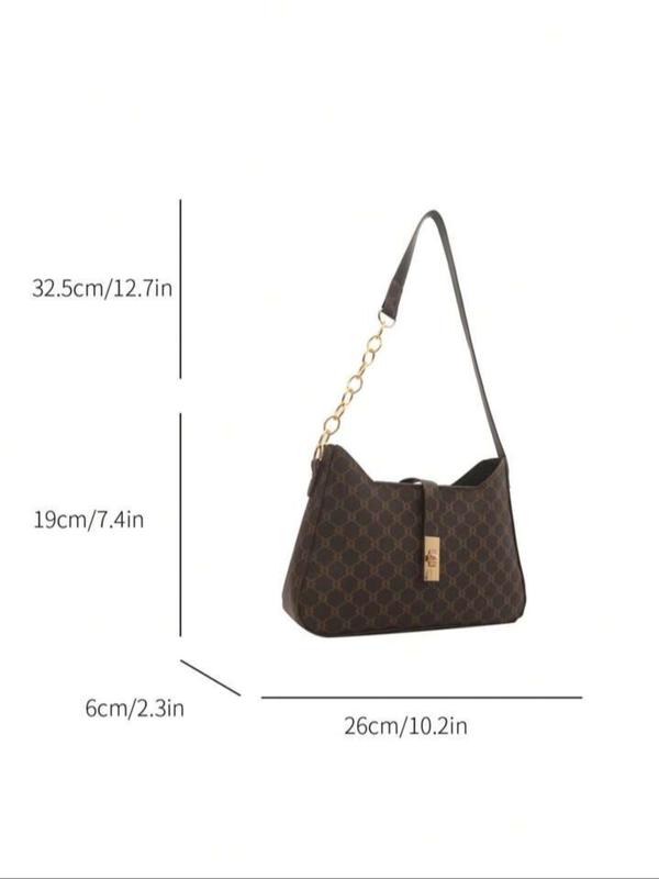 Women's Elegant Solid Color Shoulder Bag, Fashionable Chain Strap Crossbody Bag for Daily Used, Casual Trendy Versatile High-quality Daily Commuting Bag