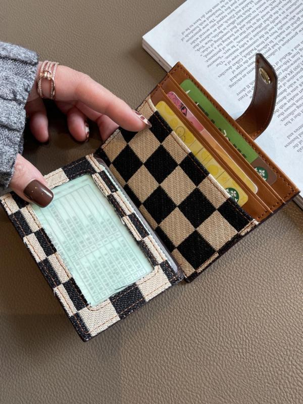 Checked Pattern Card Holder, Casual Card Holder, Fashionable Card Holder for Women & Girls, Casual Trendy Versatile High-quality Daily Wallet