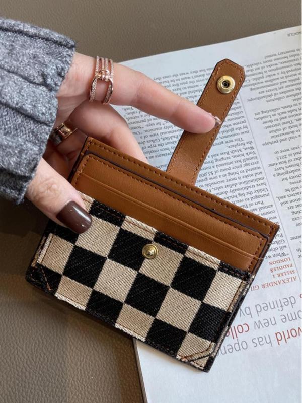 Checked Pattern Card Holder, Casual Card Holder, Fashionable Card Holder for Women & Girls, Casual Trendy Versatile High-quality Daily Wallet