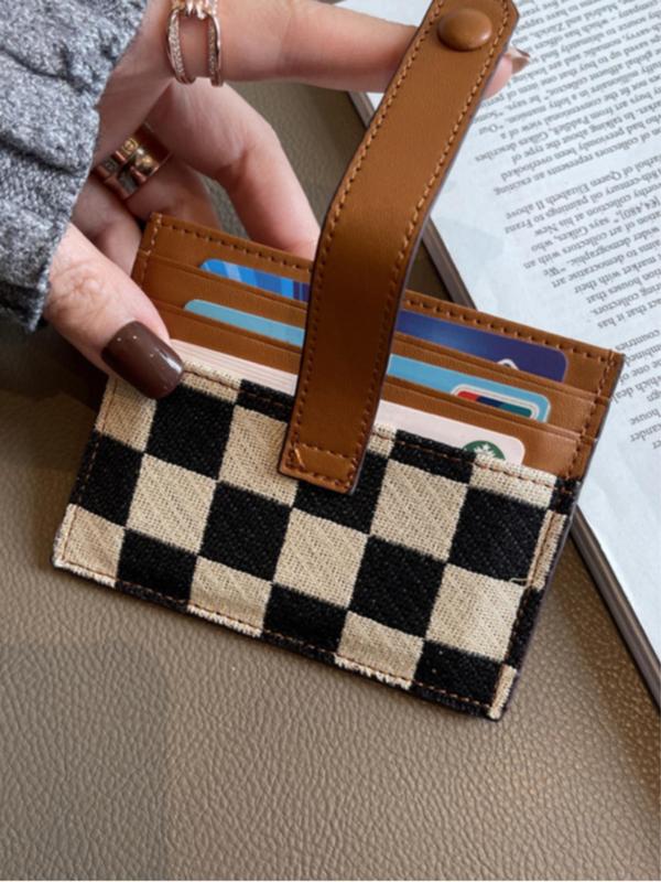 Checked Pattern Card Holder, Casual Card Holder, Fashionable Card Holder for Women & Girls, Casual Trendy Versatile High-quality Daily Wallet