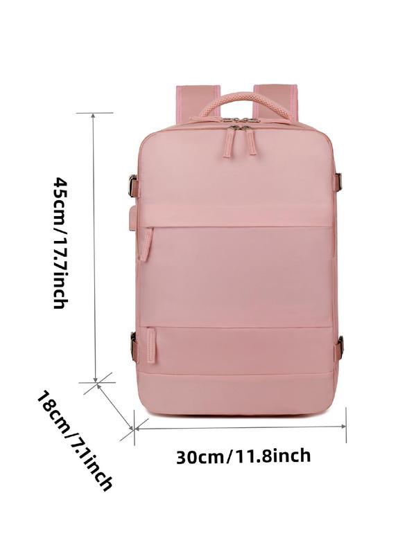 Minimalist Solid Color Backpack with USB Port, Large Capacity Multi-compartment Backpack, Portable Backpack for Women & Men, Casual Trendy Versatile High-quality Daily Commuting Bag