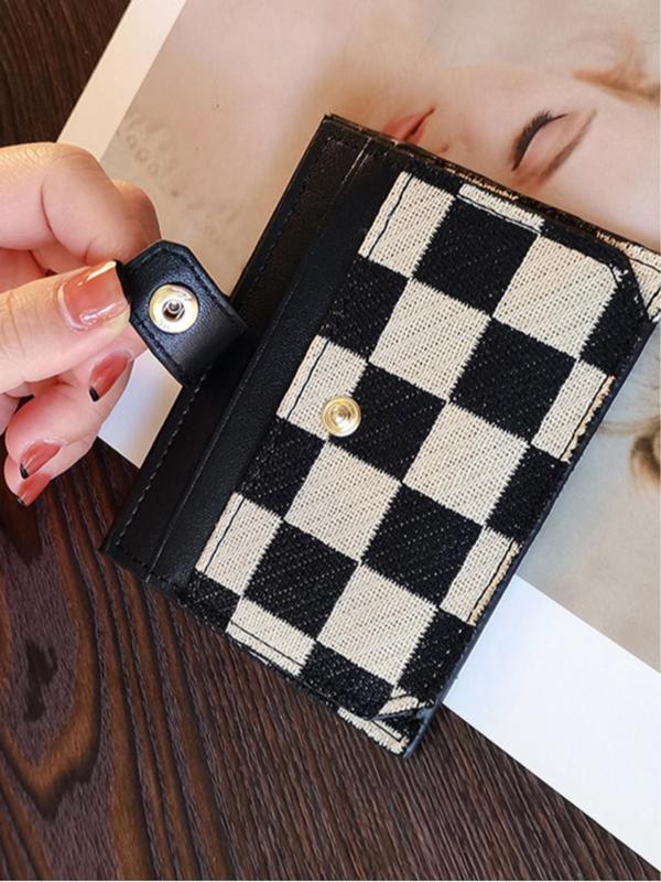 Checked Pattern Card Holder, Casual Card Holder, Fashionable Card Holder for Women & Girls, Casual Trendy Versatile High-quality Daily Wallet