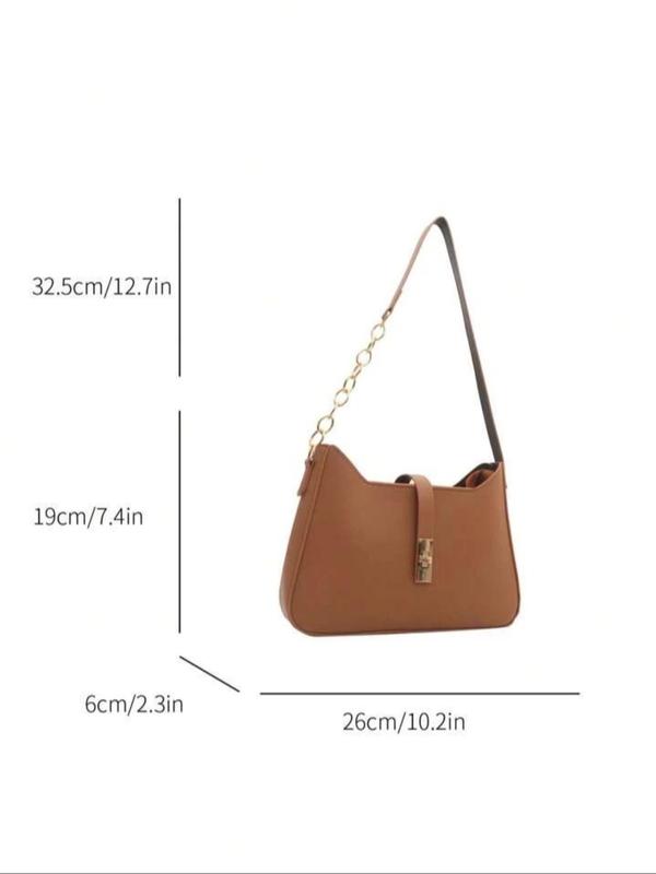 Women's Elegant Solid Color Shoulder Bag, Fashionable Chain Strap Crossbody Bag for Daily Used, Casual Trendy Versatile High-quality Daily Commuting Bag