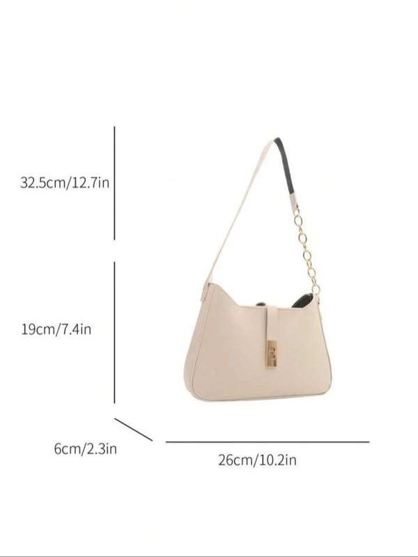 Women's Elegant Solid Color Shoulder Bag, Fashionable Chain Strap Crossbody Bag for Daily Used, Casual Trendy Versatile High-quality Daily Commuting Bag