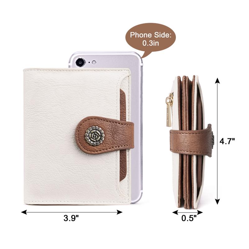 CLUCI Small Wallets for Women RFID Blocking Leather Trifold Compact Credit Card Holder with ID Window Ladies Zipper Coin Purse RFID Credit BlackFriday