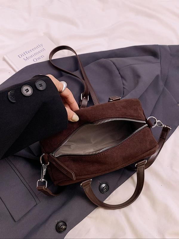 Women's Solid Color Boston Bag, Fashionable PU Leather Crossbody Bag for Daily Used, Casual Trendy Versatile High-quality Daily Commuting Bag