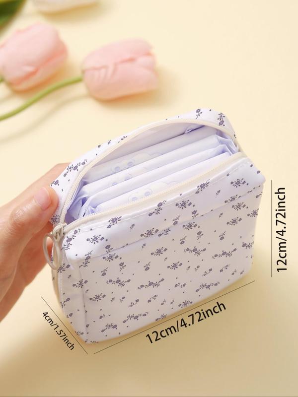 Floral Pattern Sanitary Napkin Storage Bag, Lightweight Tissue Bag for Women's Products, Travel Cosmetics Storage Box