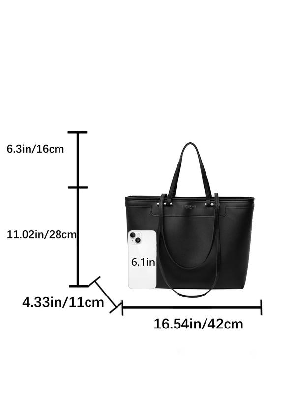 Women's Fashionable Solid Color Tote Bag, Large Capacity Shoulder Bag for Daily Used, Casual Trendy Versatile High-quality Daily Commuting Bag, Girl Fashionable Bag