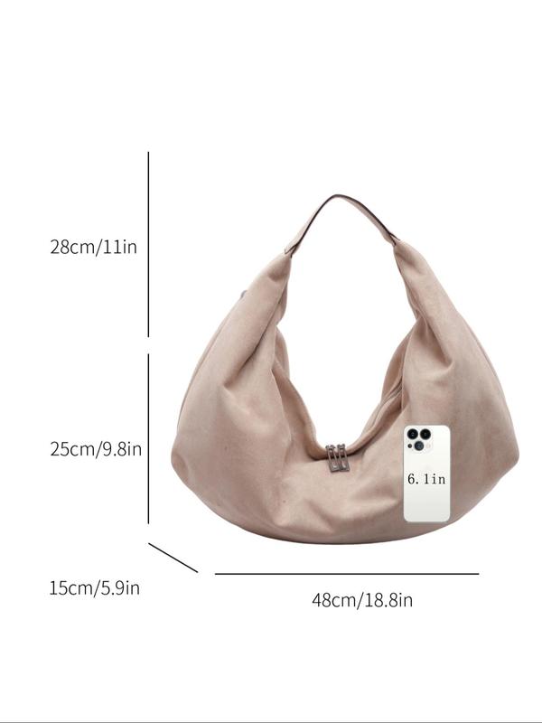 Women's Solid Color Suede Tote Bag, Large Capacity Shoulder Bag, Stylish Tote Bag for Women