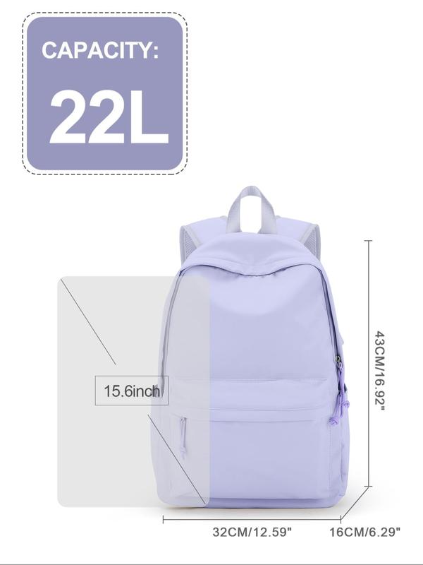 Casual Plain Zipper Backpack, Lightweight Waterproof Backpack with USB Charging Port, Versatile Backpack for School & Travel