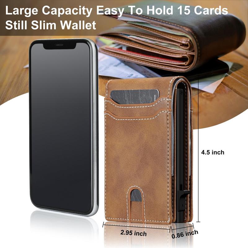 Card Wallet For Men Slim: Smart Wallet - Rfid Minimalist Front Pocket with ID Window Pop Up Wallet Gift For Male