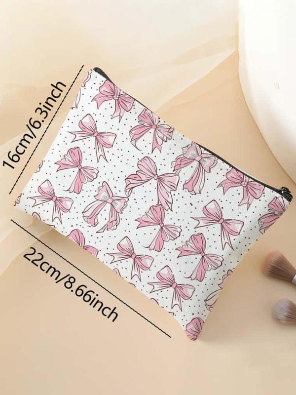 Bow Pattern Makeup Bag, Multi-functional Storage Bag, Travel Makeup Bag, Suitable for Leisure Travel, Business Trips