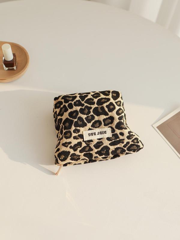 Fashion Leopard Pattern Makeup Bag, Portable Cosmetic Storage Bag, Zipper Makeup Organizer Pouch, Versatile Storage Bag for Travel & Daily Use