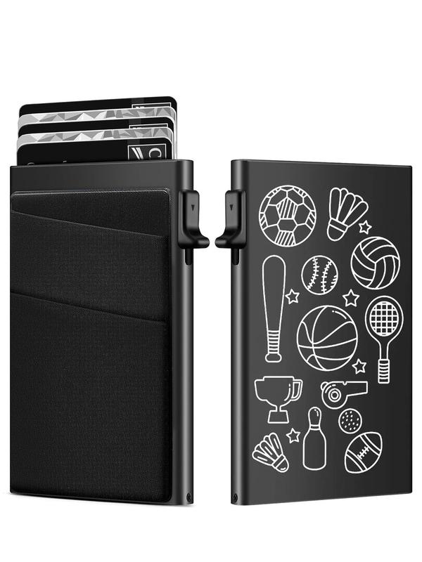 Summer 2024 Aluminum Alloy Card Holder Bag, New Portable Automatic Pop-up Card Holder, Rfid Wallet for Men, Trendy Business Men Wallet, Male Back To School, Fall Outfits, Fall Freshness