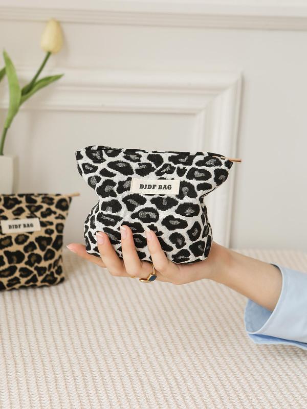 Fashion Leopard Pattern Makeup Bag, Portable Cosmetic Storage Bag, Zipper Makeup Organizer Pouch, Versatile Storage Bag for Travel & Daily Use